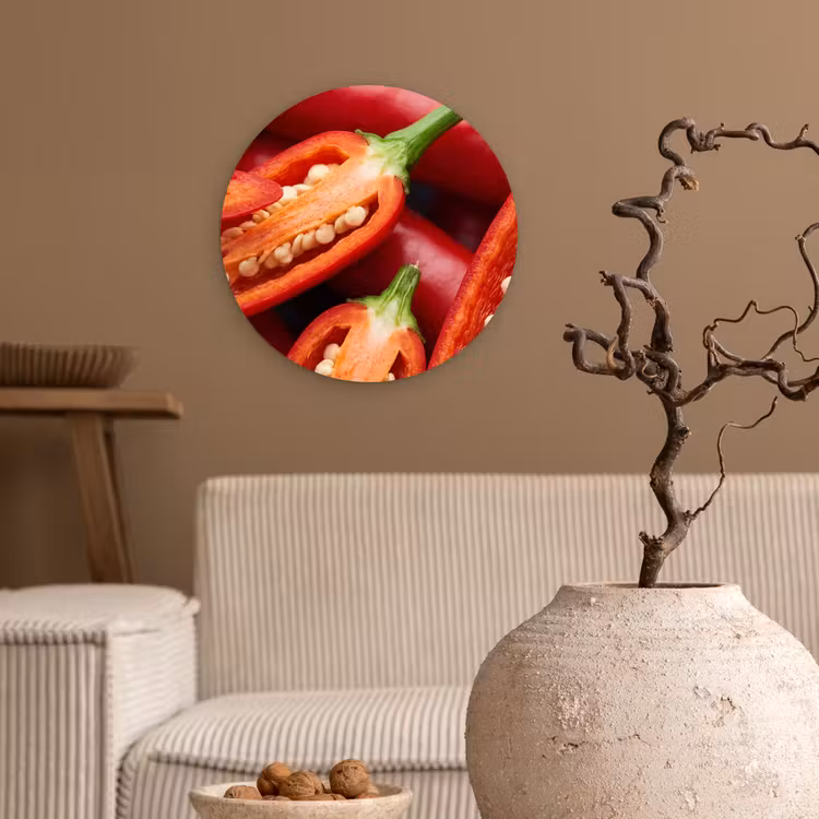 Wall circle - Glass - Chili Pepper - Open - Red - Chilipeper - Open - Rood Wandcirkel plexiglas klein