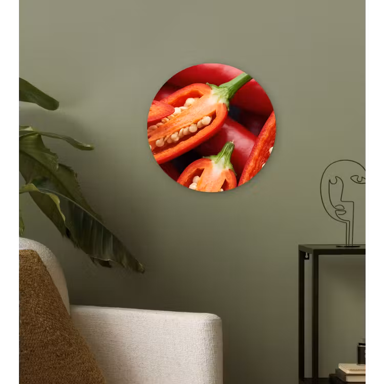 Wall circle - Glass - Chili Pepper - Open - Red - Chilipeper - Open - Rood Wandcirkel plexiglas klein