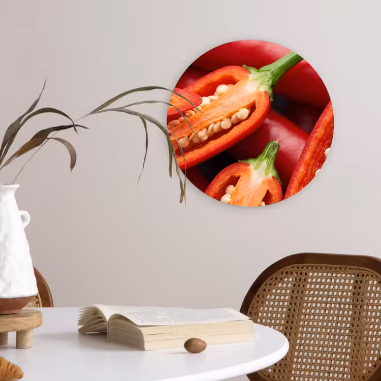 Wall circle - Glass - Chili Pepper - Open - Red - Chilipeper - Open - Rood Wandcirkel plexiglas klein