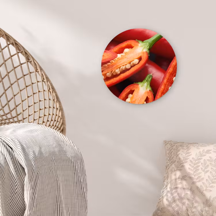 Wall circle - Glass - Chili Pepper - Open - Red - Chilipeper - Open - Rood Wandcirkel plexiglas klein