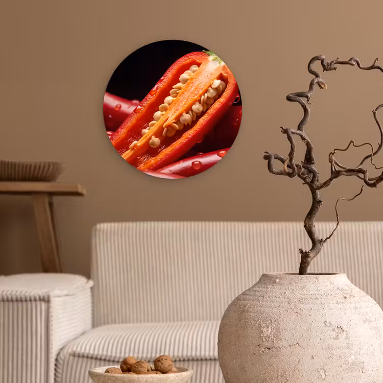 Wall circle - Glass - Chili Pepper - Red - Food - Chilipeper - Rood - Eten Wandcirkel plexiglas klein