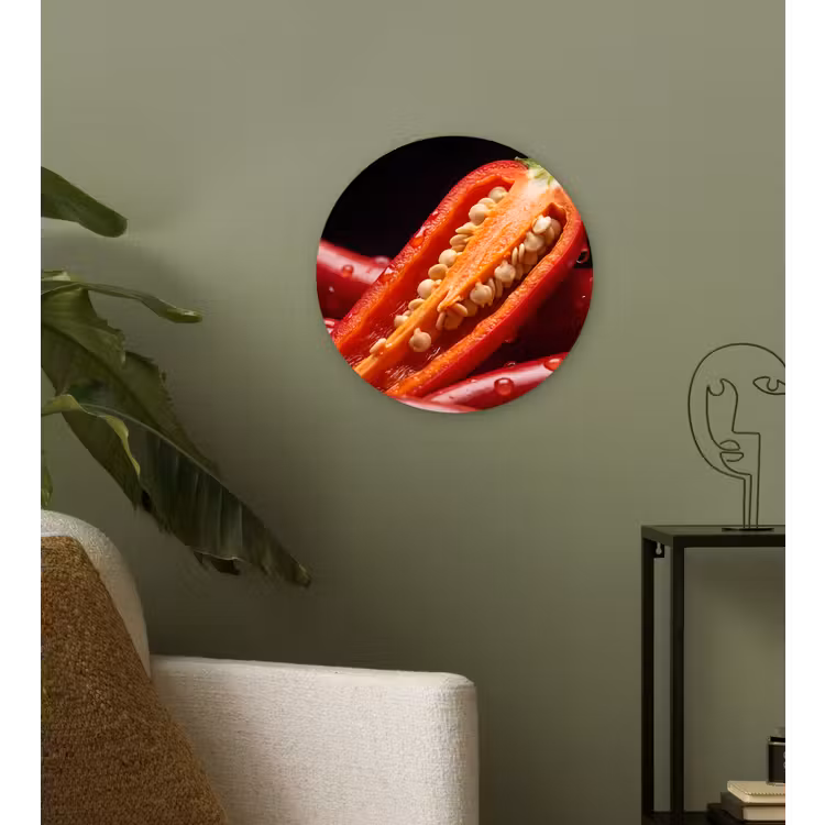 Wall circle - Glass - Chili Pepper - Red - Food - Chilipeper - Rood - Eten Wandcirkel plexiglas klein