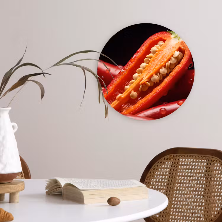 Wall circle - Glass - Chili Pepper - Red - Food - Chilipeper - Rood - Eten Wandcirkel plexiglas klein