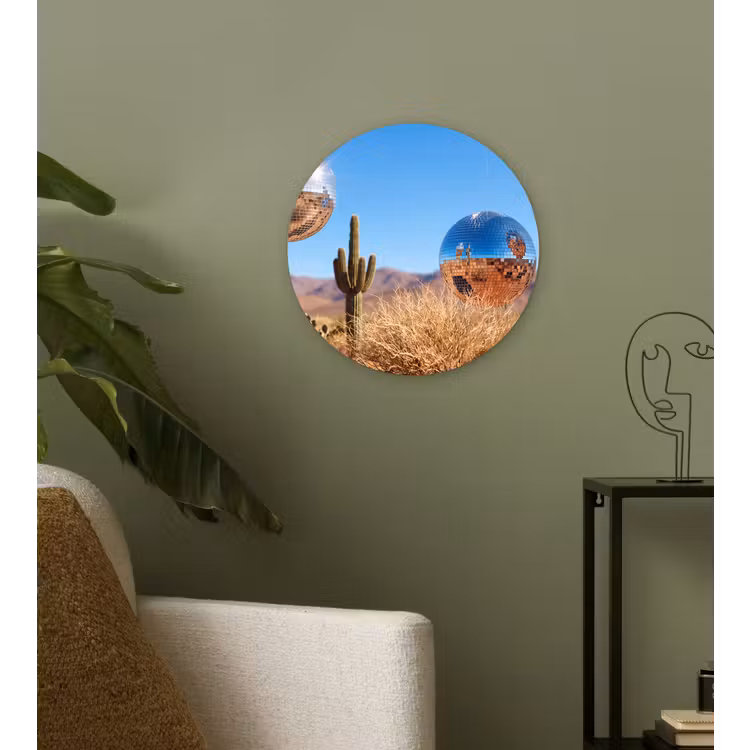 Wall circle - Glass - Desert - Mirror Ball - Art - Woestijn - Spiegelbal - Kunst Wandcirkel plexiglas klein