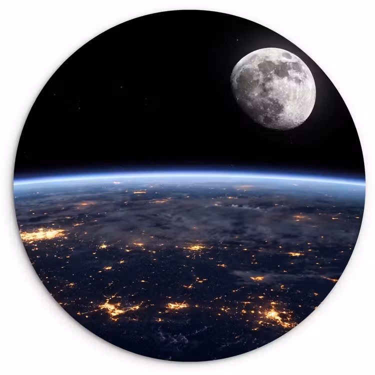 Wall circle - Glass - Earth - Night - Space - Aarde - Nacht - Ruimte Wandcirkel plexiglas klein