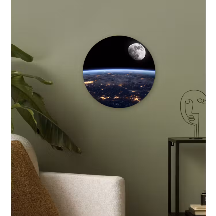 Wall circle - Glass - Earth - Night - Space - Aarde - Nacht - Ruimte Wandcirkel plexiglas klein