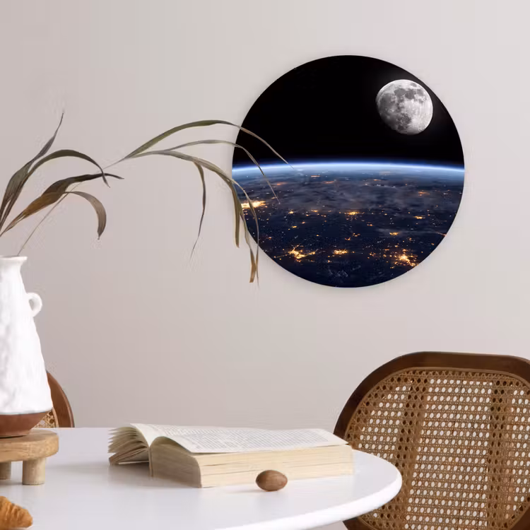 Wall circle - Glass - Earth - Night - Space - Aarde - Nacht - Ruimte Wandcirkel plexiglas klein