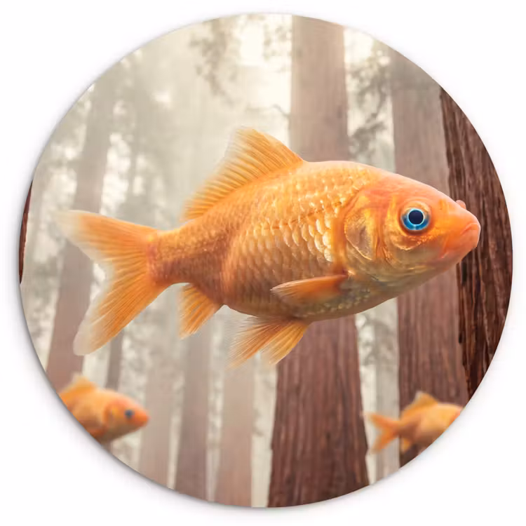 Wall circle - Glass - Fish - Forest - Fantasy - Vis - Bos - Fantasie Wandcirkel plexiglas klein