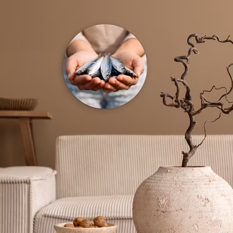 Wall circle - Glass - Fish - Hands - Nature - Vis - Handen - Natuur Wandcirkel plexiglas klein