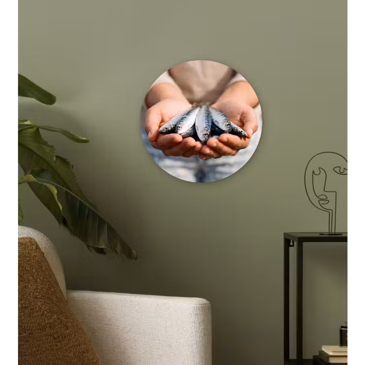Wall circle - Glass - Fish - Hands - Nature - Vis - Handen - Natuur Wandcirkel plexiglas klein