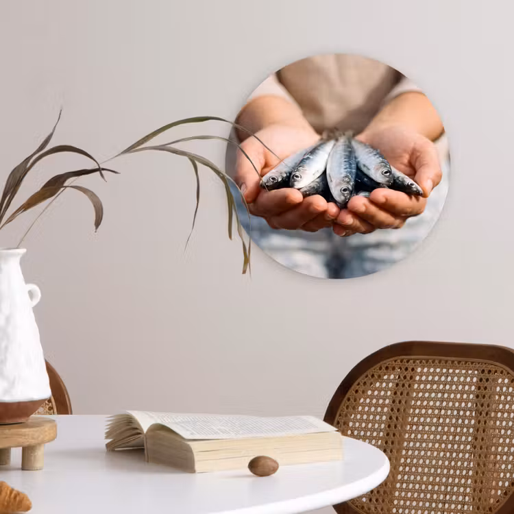 Wall circle - Glass - Fish - Hands - Nature - Vis - Handen - Natuur Wandcirkel plexiglas klein