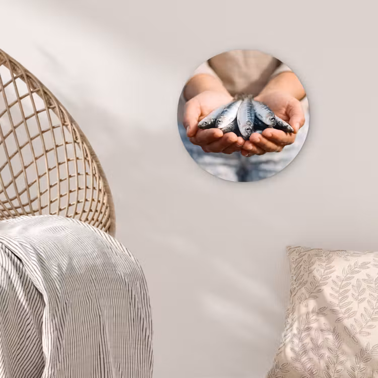 Wall circle - Glass - Fish - Hands - Nature - Vis - Handen - Natuur Wandcirkel plexiglas klein