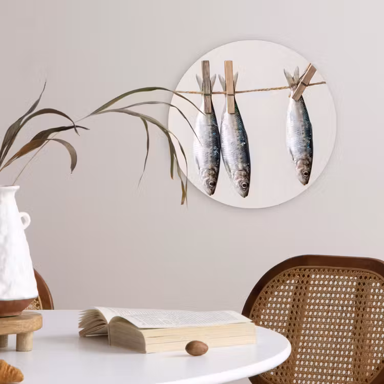 Wall circle - Glass - Fish - Hanging - Food - Vis - Hangend - Eten Wandcirkel plexiglas klein