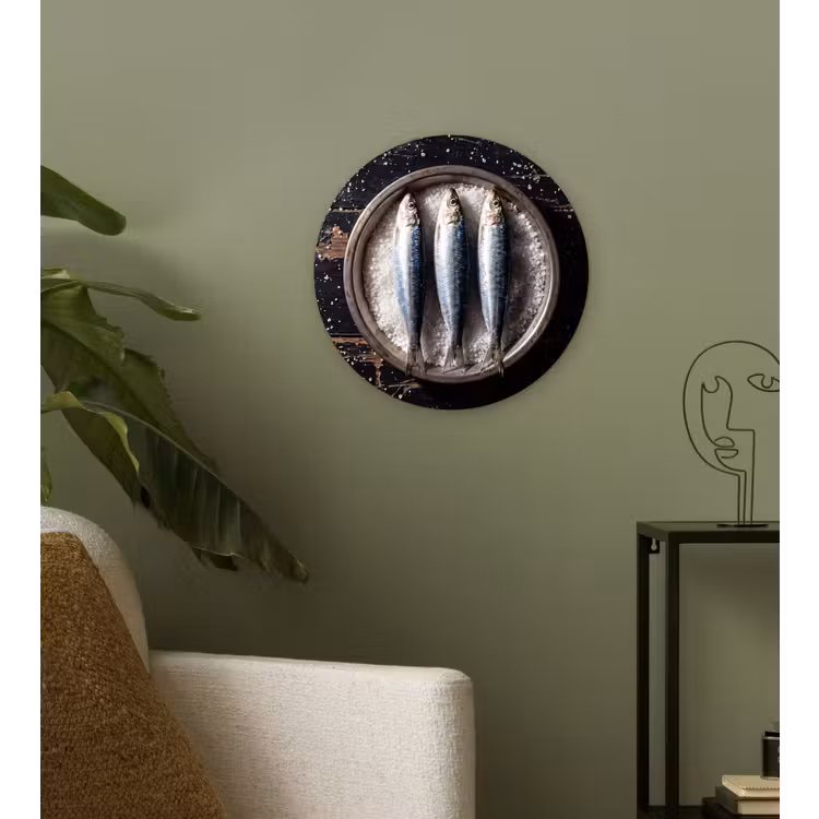 Wall circle - Glass - Fish - Salt - Food - Vis - Zout - Eten Wandcirkel plexiglas klein