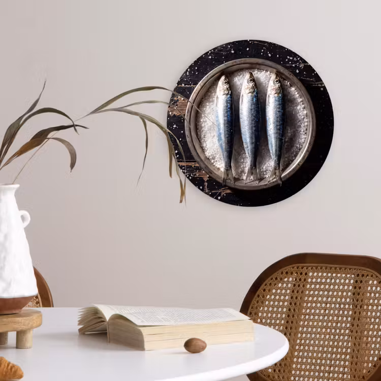 Wall circle - Glass - Fish - Salt - Food - Vis - Zout - Eten Wandcirkel plexiglas klein