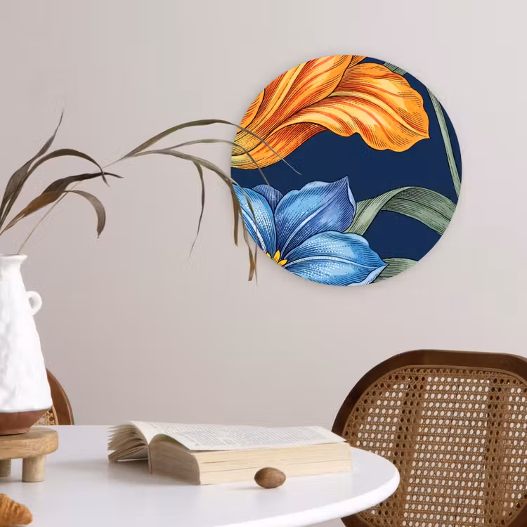 Wall circle - Glass - Flowers - Botanical - Pattern - Bloemen - Botanisch - Patroon Wandcirkel plexiglas klein