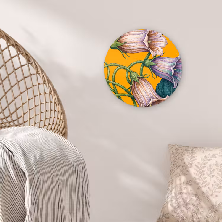 Wall circle - Glass - Flowers - Botanical - Yellow - Bloemen - Botanisch - Geel Wandcirkel plexiglas klein