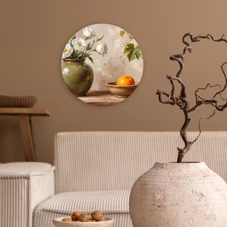 Wall circle - Glass - Flowers - Fruit - Still Life - Bloemen - Fruit - Stilleven Wandcirkel plexiglas klein