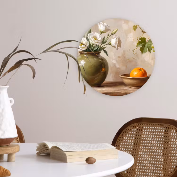 Wall circle - Glass - Flowers - Fruit - Still Life - Bloemen - Fruit - Stilleven Wandcirkel plexiglas klein