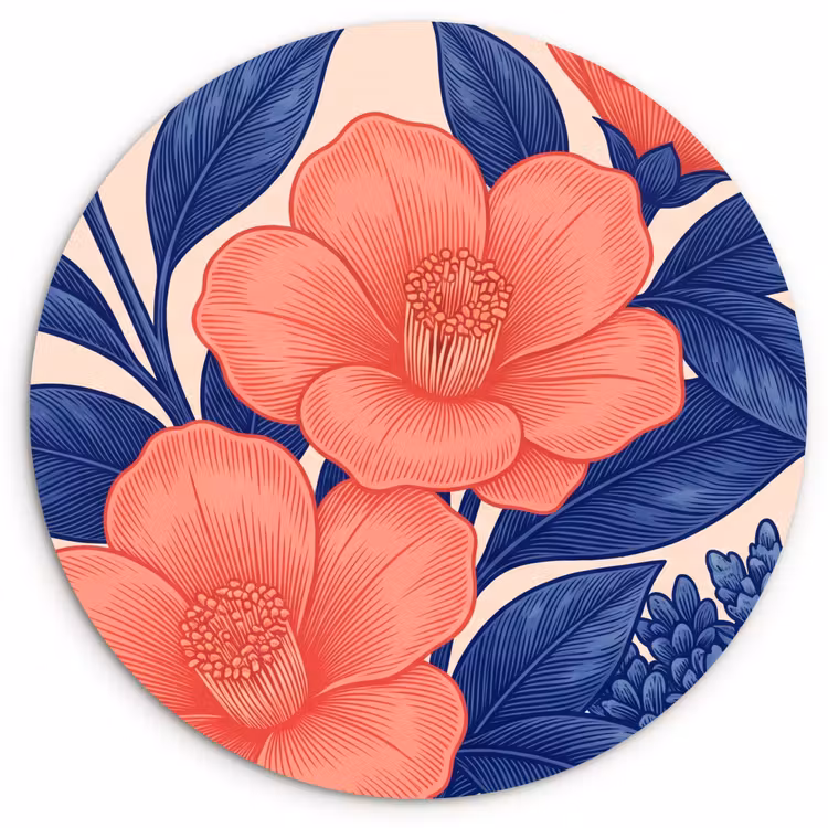 Wall circle - Glass - Flowers - Leaves - Botanical - Bloemen - Bladeren - Botanisch Wandcirkel plexiglas klein