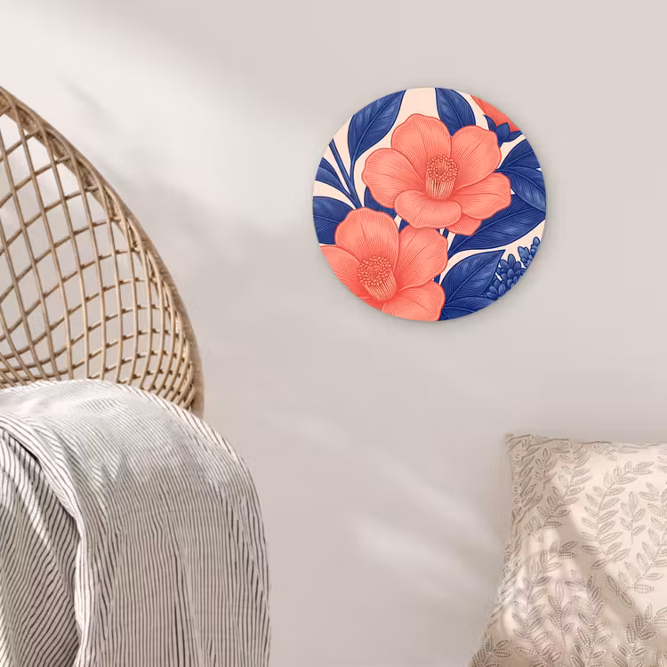 Wall circle - Glass - Flowers - Leaves - Botanical - Bloemen - Bladeren - Botanisch Wandcirkel plexiglas klein