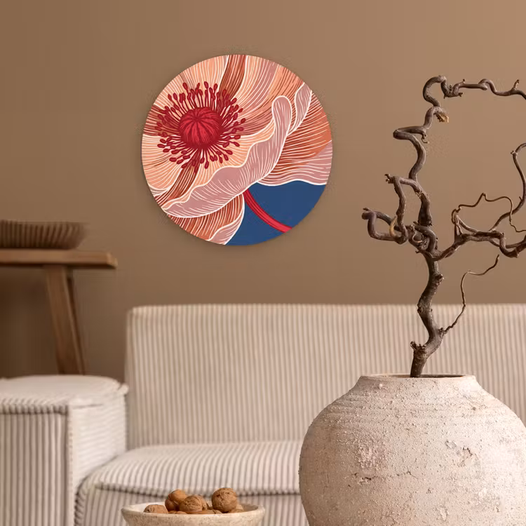 Wall circle - Glass - Flowers - Modern - Abstract - Bloemen - Modern - Abstract Wandcirkel plexiglas klein