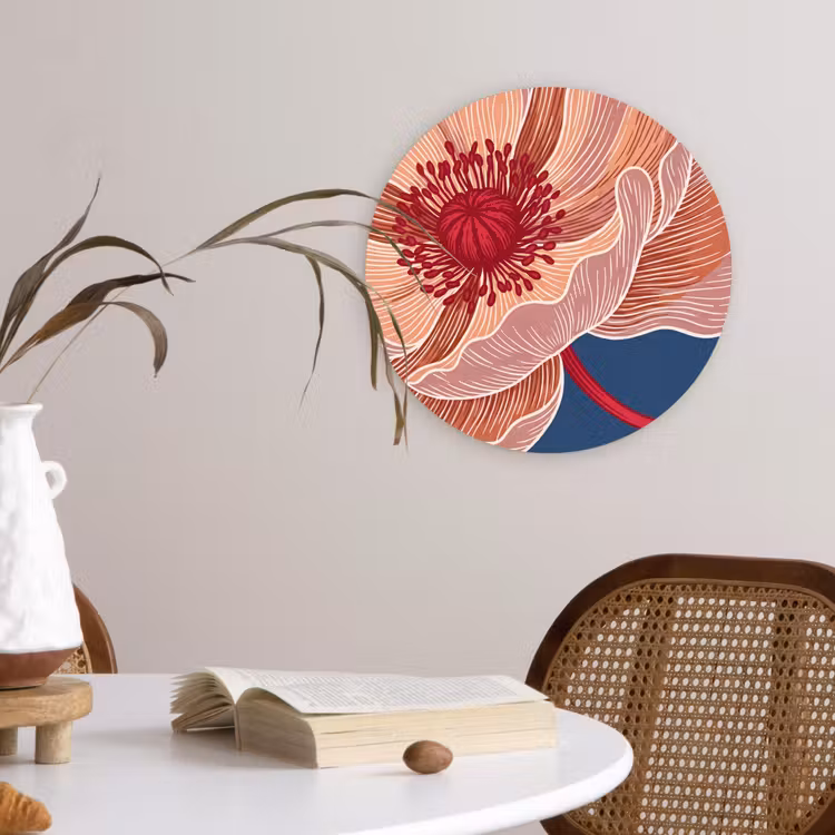 Wall circle - Glass - Flowers - Modern - Abstract - Bloemen - Modern - Abstract Wandcirkel plexiglas klein