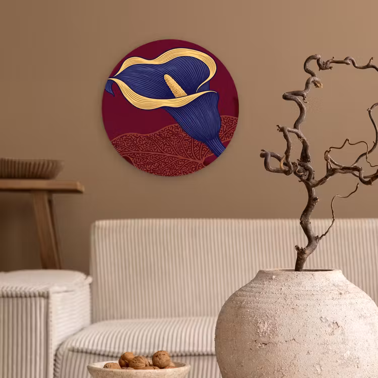 Wall circle - Glass - Flowers - Modern - Purple - Bloemen - Modern - Paars Wandcirkel plexiglas klein