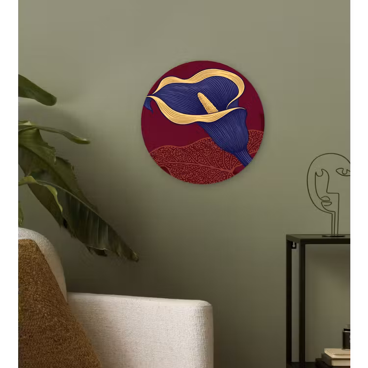 Wall circle - Glass - Flowers - Modern - Purple - Bloemen - Modern - Paars Wandcirkel plexiglas klein