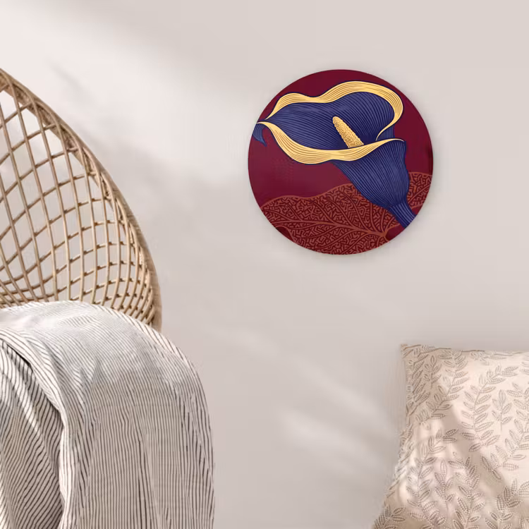 Wall circle - Glass - Flowers - Modern - Purple - Bloemen - Modern - Paars Wandcirkel plexiglas klein