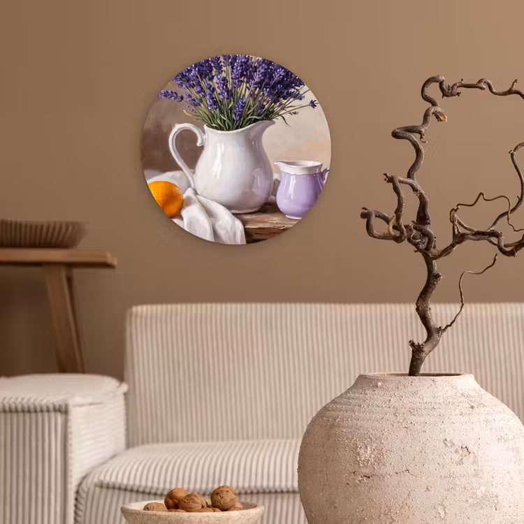 Wall circle - Glass - Flowers - Still Life - Purple - Bloemen - Stilleven - Paars Wandcirkel plexiglas klein