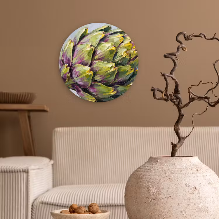Wall circle - Glass - Food - Artichoke - Modern - Eten - Artisjok - Modern Wandcirkel plexiglas klein