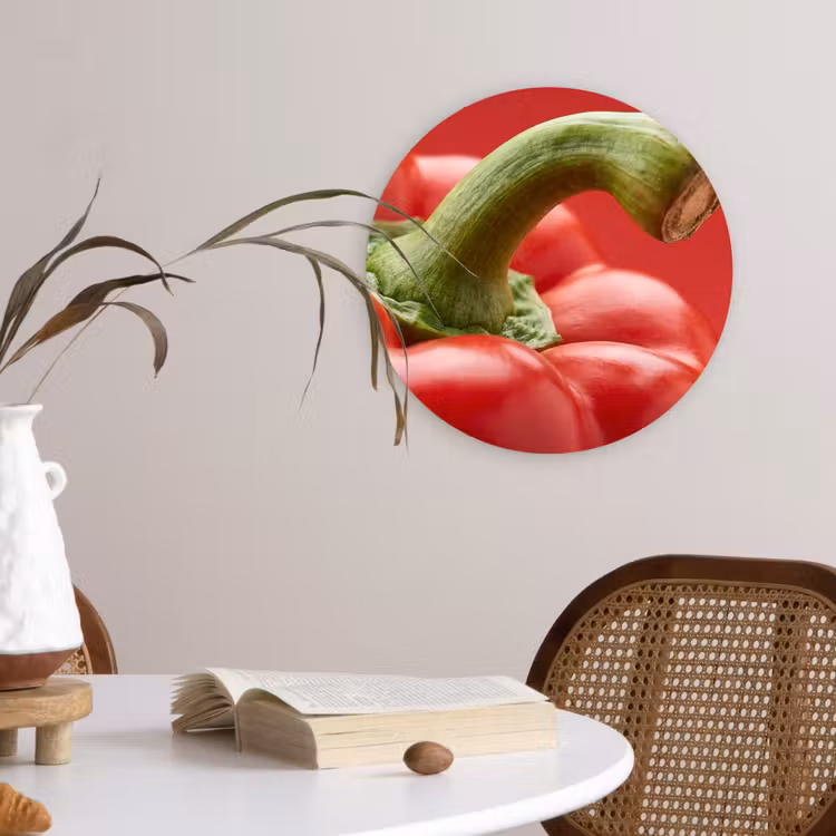 Wall circle - Glass - Food - Bell Pepper - Red - Eten - Paprika - Rood Wandcirkel plexiglas klein