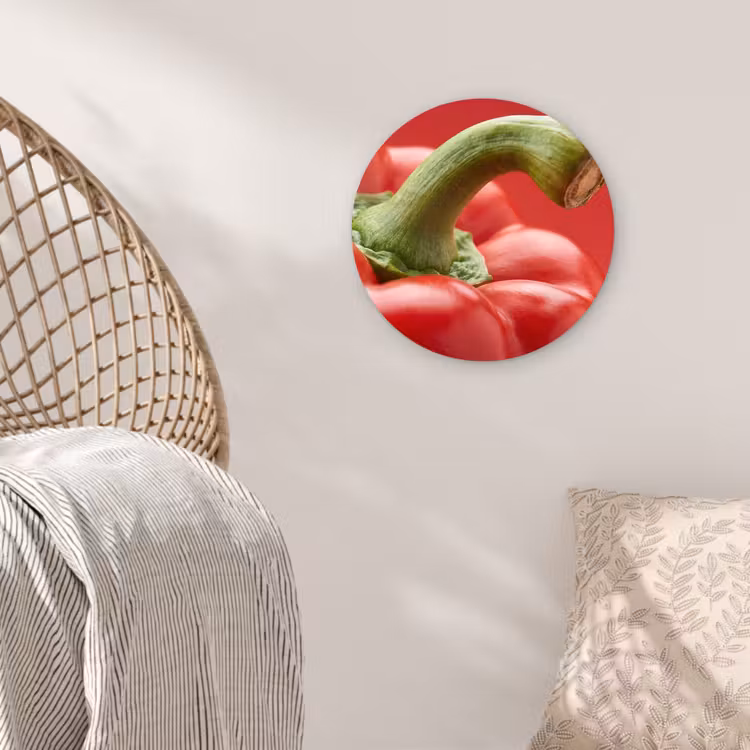 Wall circle - Glass - Food - Bell Pepper - Red - Eten - Paprika - Rood Wandcirkel plexiglas klein