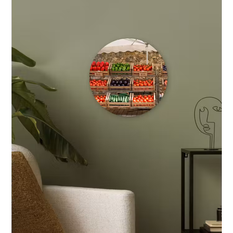 Wall circle - Glass - Food - Market - Fresh - Eten - Markt - Vers Wandcirkel plexiglas klein