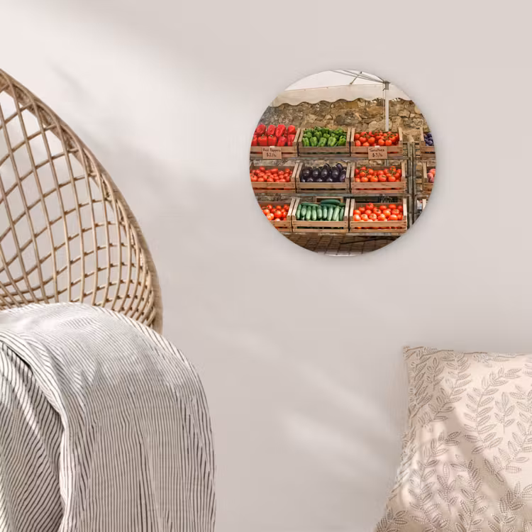Wall circle - Glass - Food - Market - Fresh - Eten - Markt - Vers Wandcirkel plexiglas klein