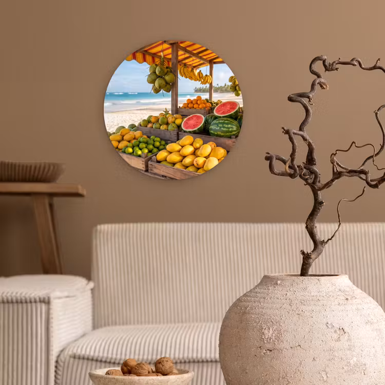 Wall circle - Glass - Fruit - Beach - Tropical - Fruit - Strand - Tropisch Wandcirkel plexiglas klein