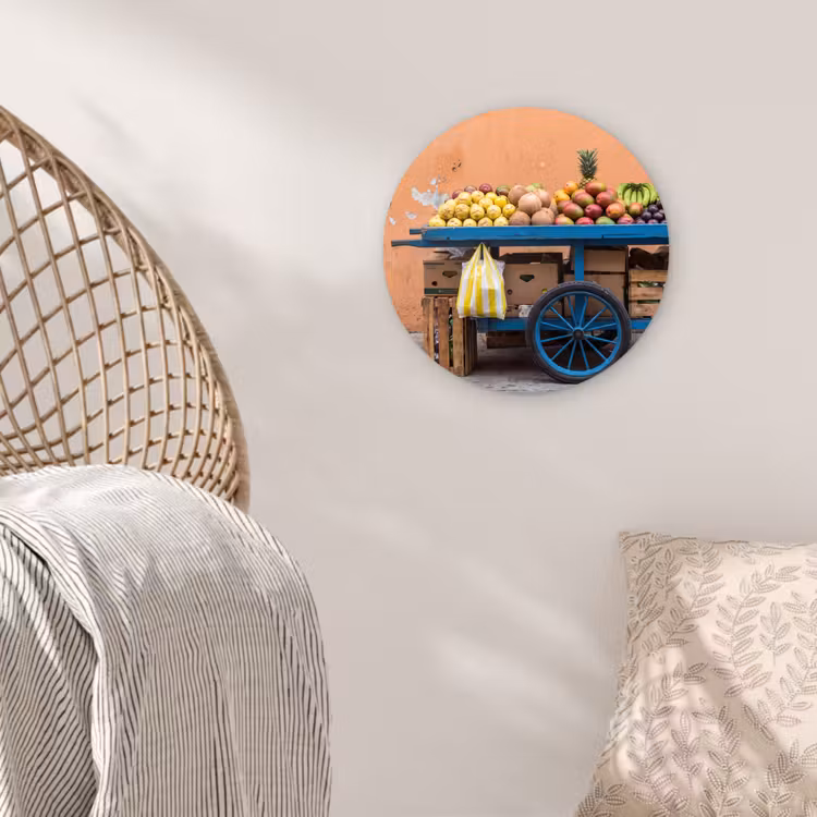 Wall circle - Glass - Fruit - Cart - Street - Fruit - Kar - Straat Wandcirkel plexiglas klein
