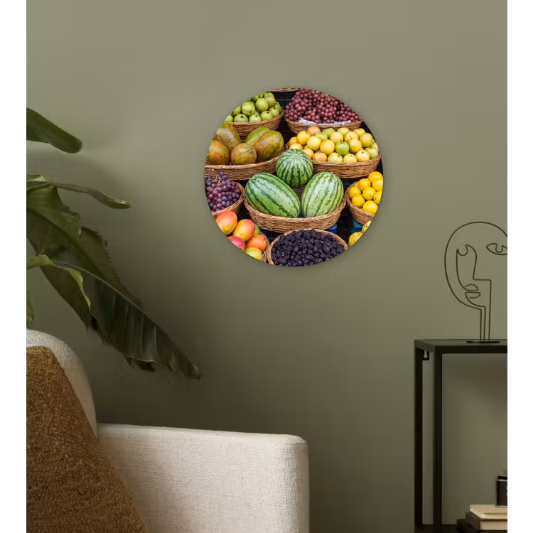 Wall circle - Glass - Fruit - Market - Colorful - Fruit - Markt - Kleurrijk Wandcirkel plexiglas klein