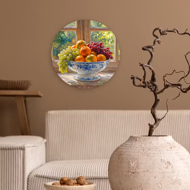 Wall circle - Glass - Fruit - Windowsill - Nature - Fruit - Vensterbank - Natuur Wandcirkel plexiglas klein