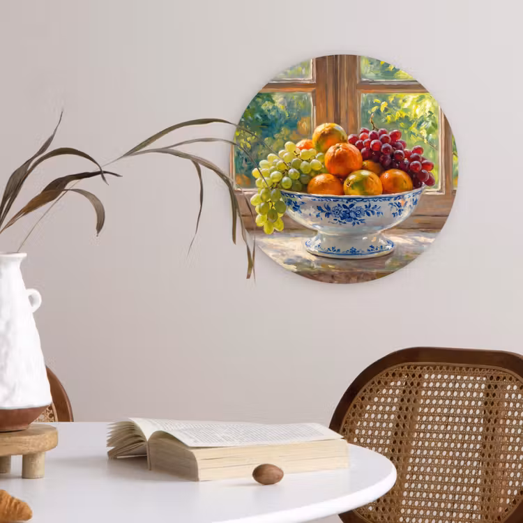 Wall circle - Glass - Fruit - Windowsill - Nature - Fruit - Vensterbank - Natuur Wandcirkel plexiglas klein