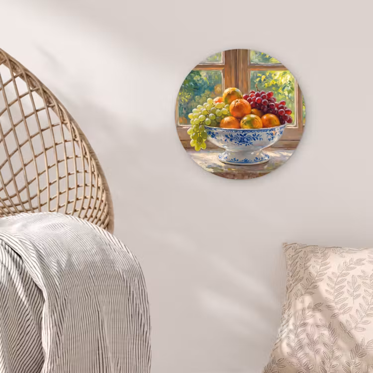 Wall circle - Glass - Fruit - Windowsill - Nature - Fruit - Vensterbank - Natuur Wandcirkel plexiglas klein