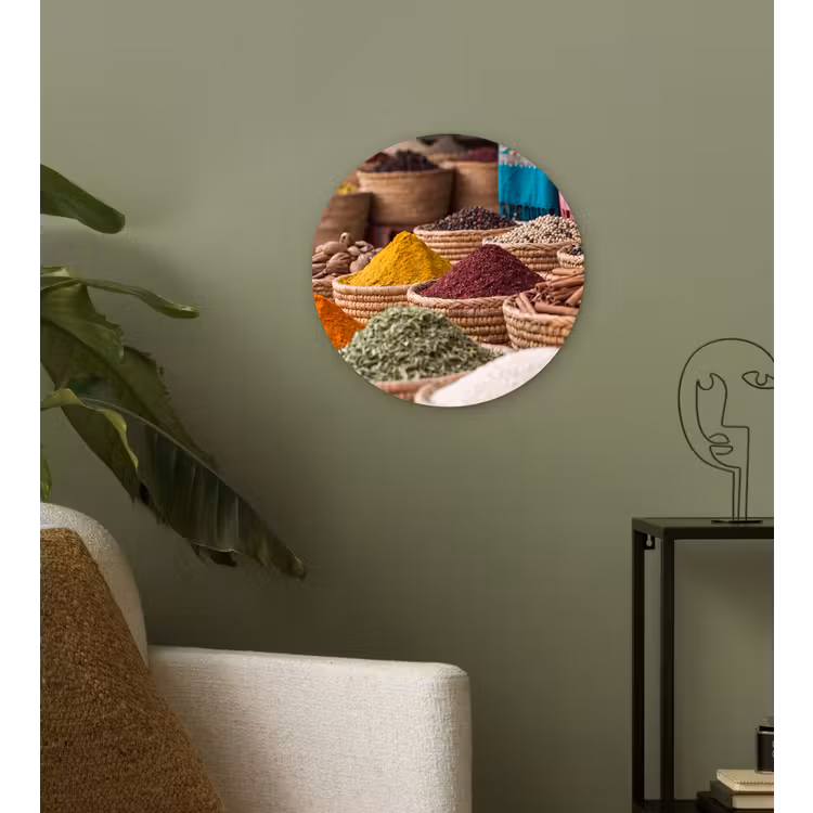 Wall circle - Glass - Herbs - Baskets - Oriental - Kruiden - Manden - Oosters Wandcirkel plexiglas klein
