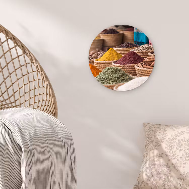 Wall circle - Glass - Herbs - Baskets - Oriental - Kruiden - Manden - Oosters Wandcirkel plexiglas klein