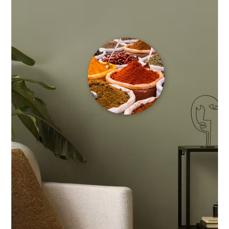 Wall circle - Glass - Herbs - Market - Food - Kruiden - Markt - Eten Wandcirkel plexiglas klein