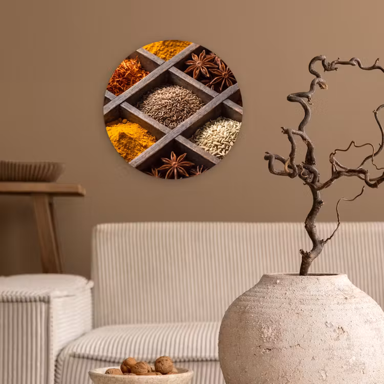 Wall circle - Glass - Herbs - Wood - Food - Kruiden - Houten - Eten Wandcirkel plexiglas klein