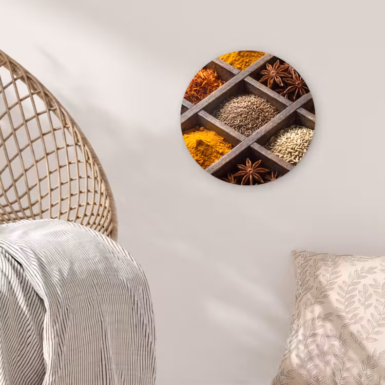 Wall circle - Glass - Herbs - Wood - Food - Kruiden - Houten - Eten Wandcirkel plexiglas klein