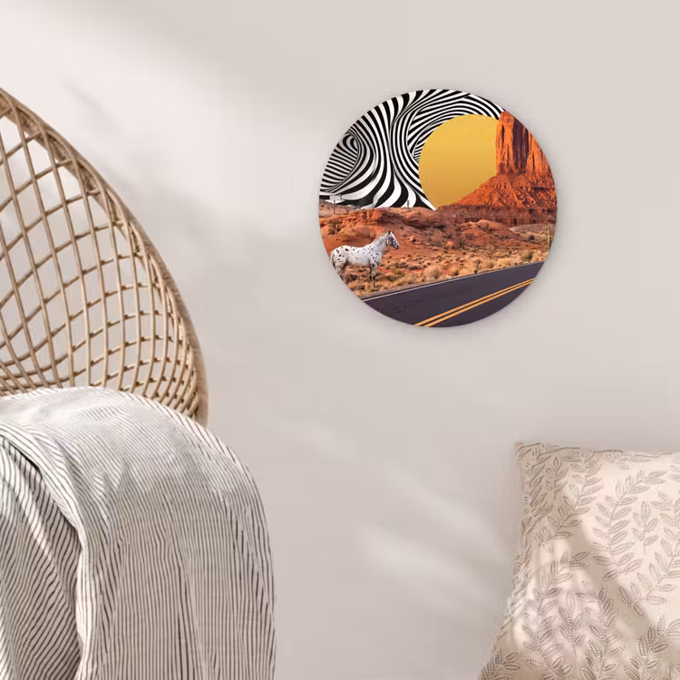 Wall circle - Glass - Horse - Desert - Nature - Paard - Woestijn - Natuur Wandcirkel plexiglas klein