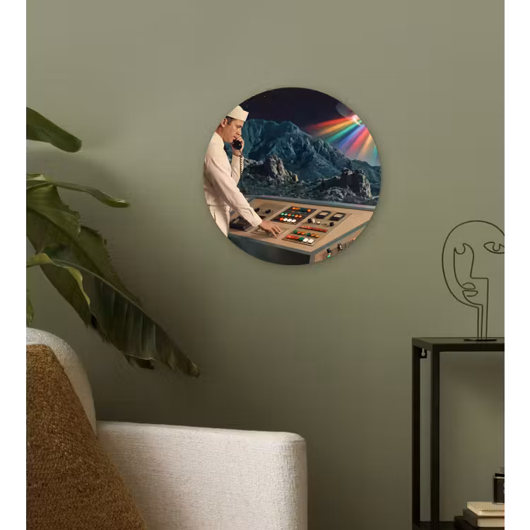 Wall circle - Glass - Man - Control Room - Beach - Man - Controlekamer - Strand Wandcirkel plexiglas klein