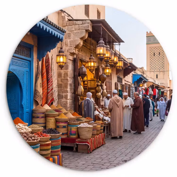 Wall circle - Glass - Market - Oriental - Colorful - Markt - Oosters - Kleurrijk Wandcirkel plexiglas klein